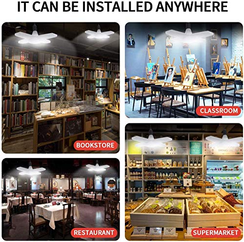 4 Pack Led Garage Lights,60W Adjustable Garage Lighting 110V Led Garage Ceiling Light,6500Lumens Led Garage Ceiling Light,E26/E27 Super Bright 6000K Nature Light For Garage,Barn, Workshop,Warehouse #TOP5