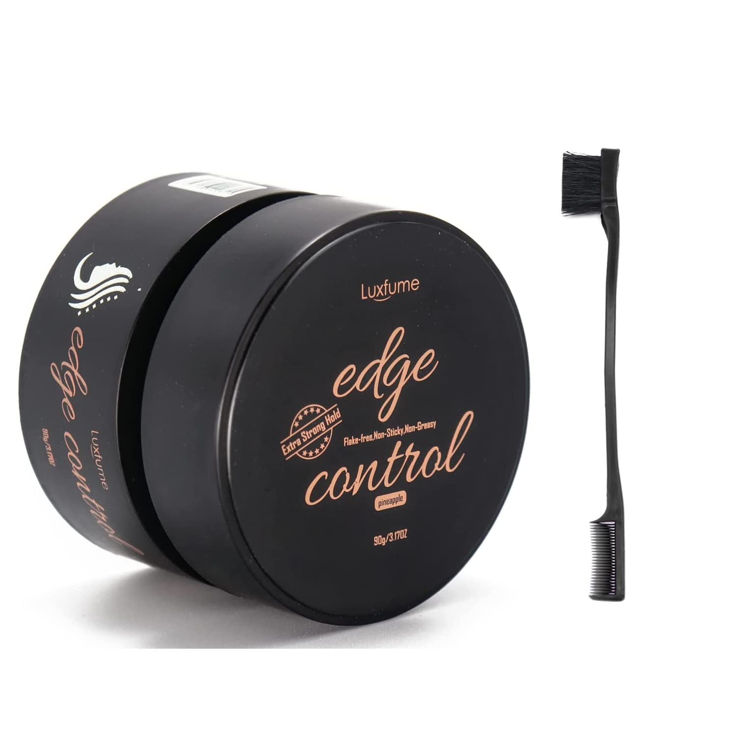 KANZA - Edge Control Gel 90g for Extra Stong Hold | High Performance Hair Styling Wax | Castor Oil,Bees Wax,Glycerin Added | Flake-free,Non-Sticky,Non-Greasy Gel for Curly,Coily Hair | Pineapple Scent