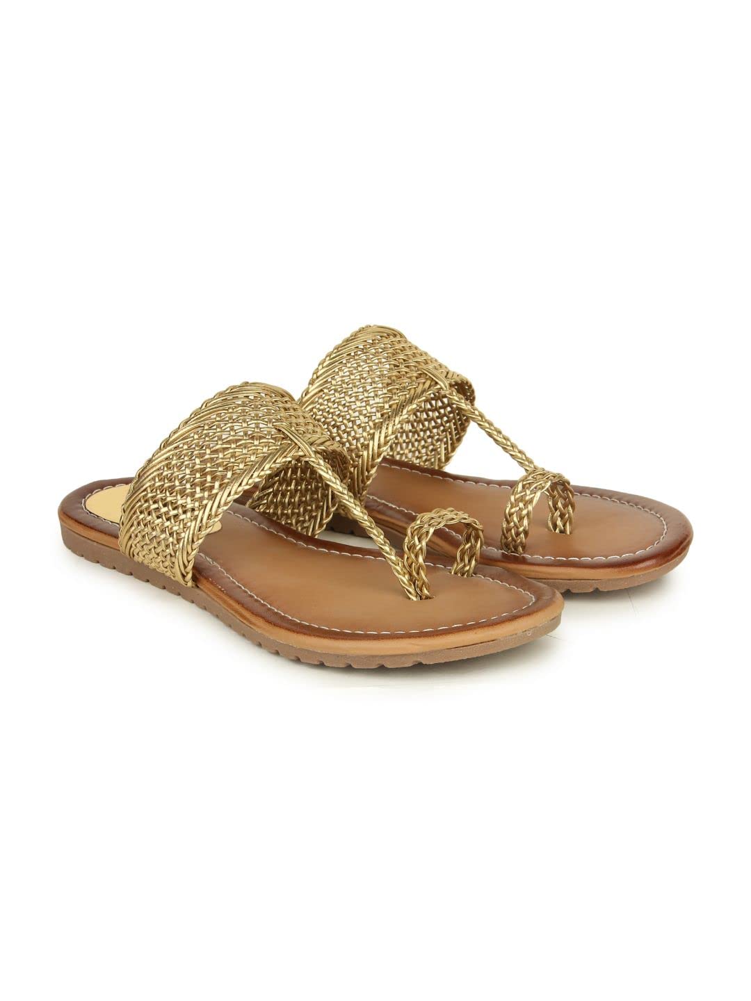 Shoetopia Women’s Bunai-Kolhapuri Flat Sandal