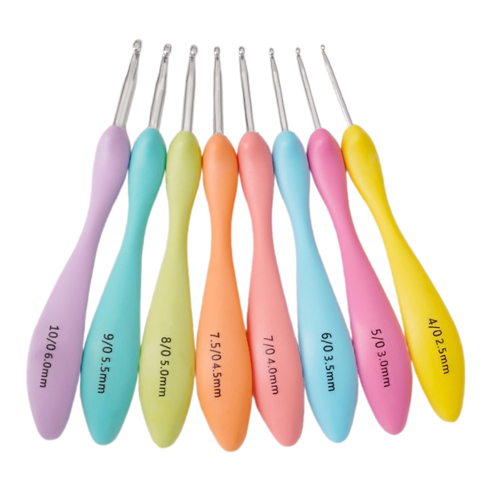 8Pcs Crochet Hooks 2.5mm-6mm Ergonomic Long Handle Hook Needle for Beginner Experienced Hobbyist Comfortable Yarn
