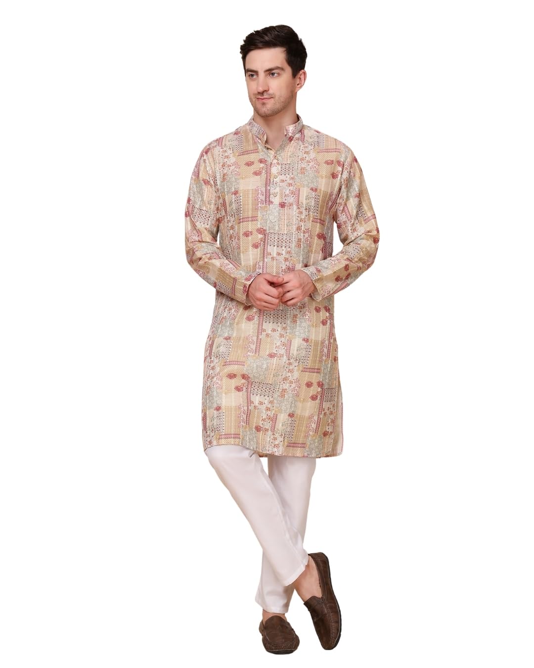 pro-ethic style developer Kurta Pajama for Men, Ethnic Kurta, Part Wear, Wedding, Printed Kurta Set for Men, Floral Printed Cotton (A-139)-picture-6