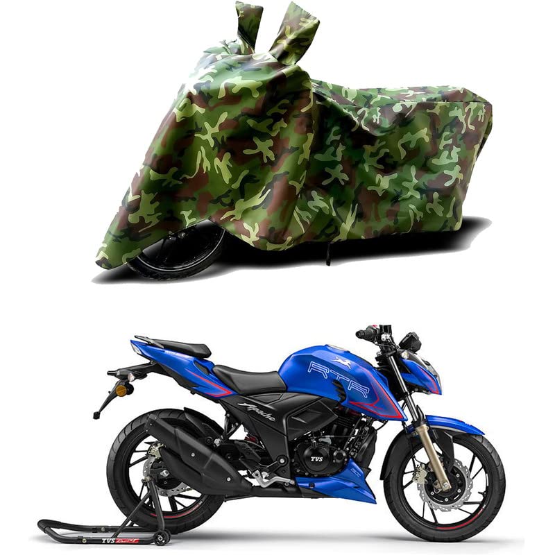 Image of 100% Water Resistant Bike Scooty Two Wheeler Body Cover Compatible for TVS Apache RTR 180 /UV-Rays /Heat Protection /Birds Dropping /Scratchproof /Dust Proof /Waterproof /All Varient[Green MJ]