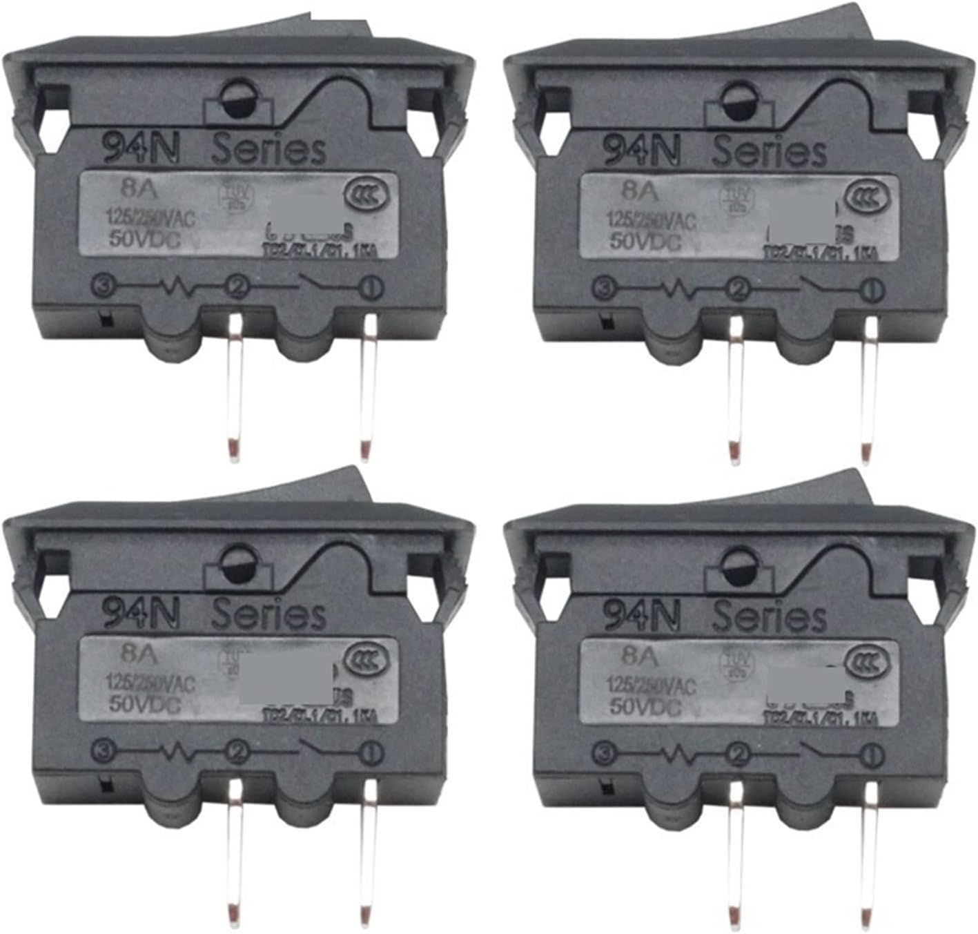 MOBYAT 4 Sets Rocker Switch Circuit Breakers for 94N Series 8A Thermal Overload Protector for Power Strip (Size : 16a)