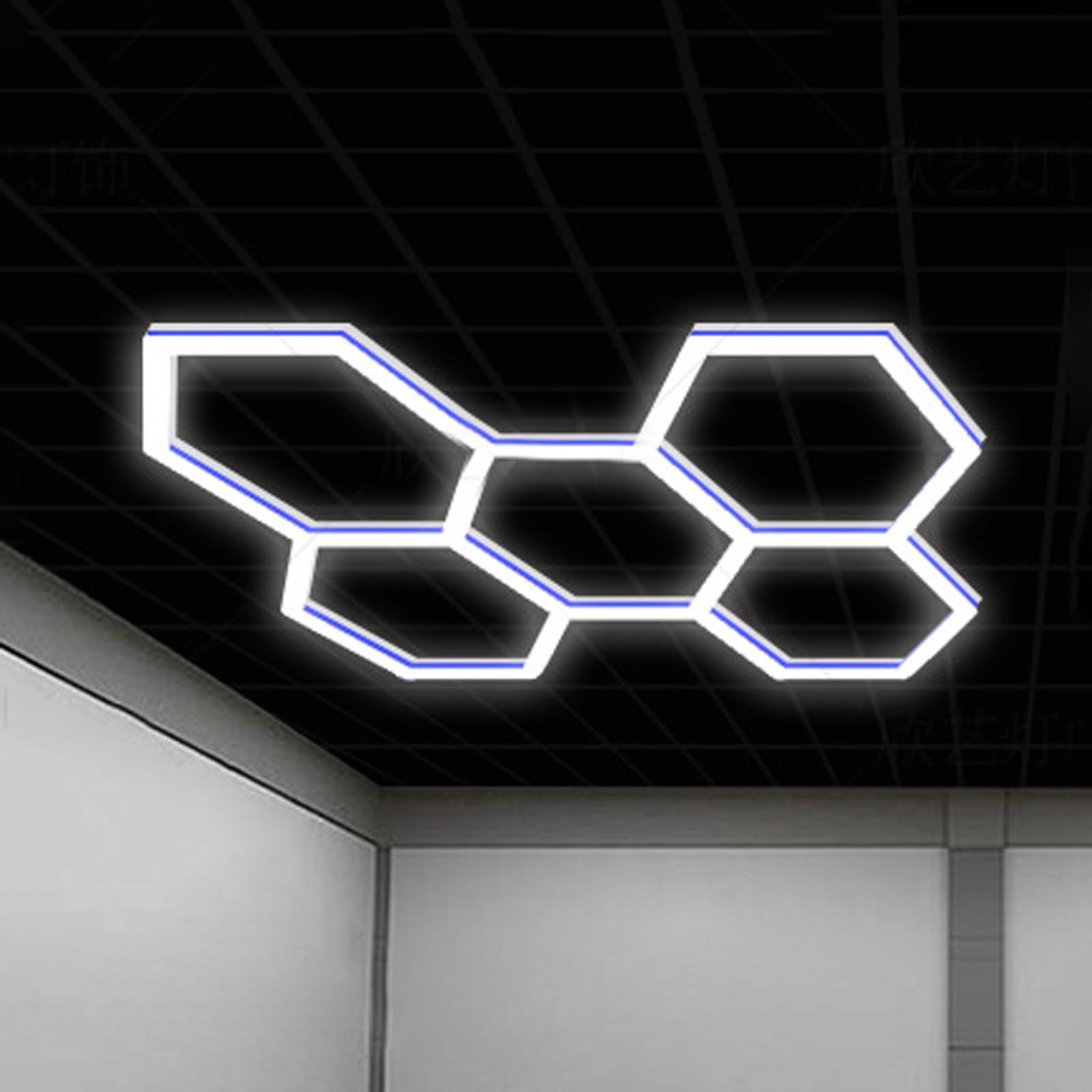 Luz LED Hexagonal para Garaje,Luces LED Hexagonales De Altos Brillos,LáMpara De Techo LED Hexagonal para Garaje,Luz LED Hexagonal para Detalles De AutomóViles,para Gimnasios,SóTano