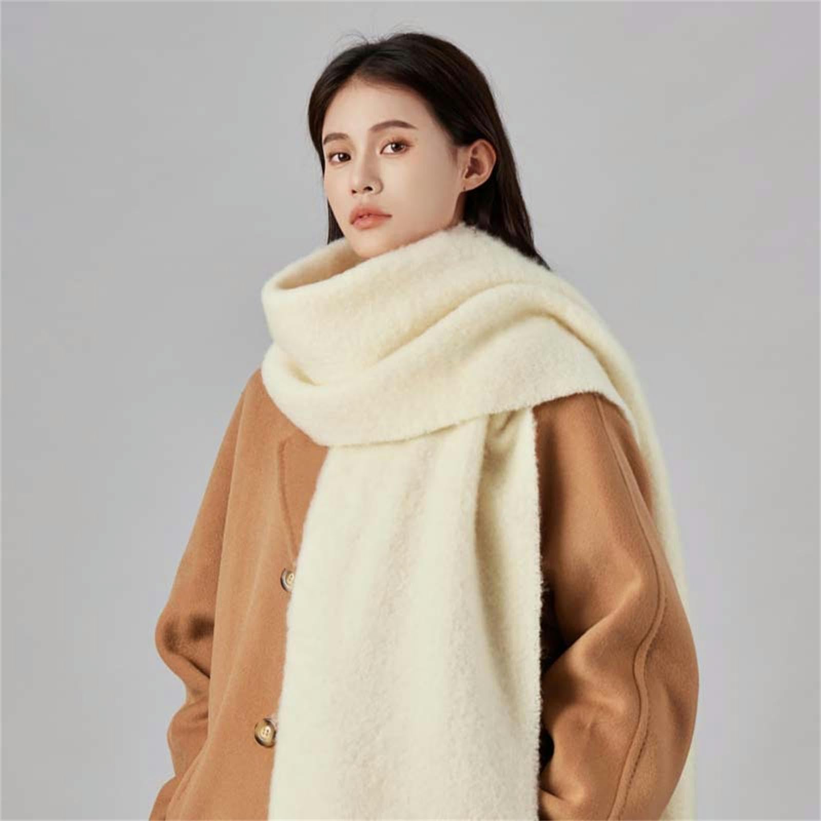 JOASIS Schal Für Damen Herbst Winter Damen Mischschal High-end Einfach Vielseitiger Tassel-schal Dicker Nackenschal-gelb-210 * 30 cm