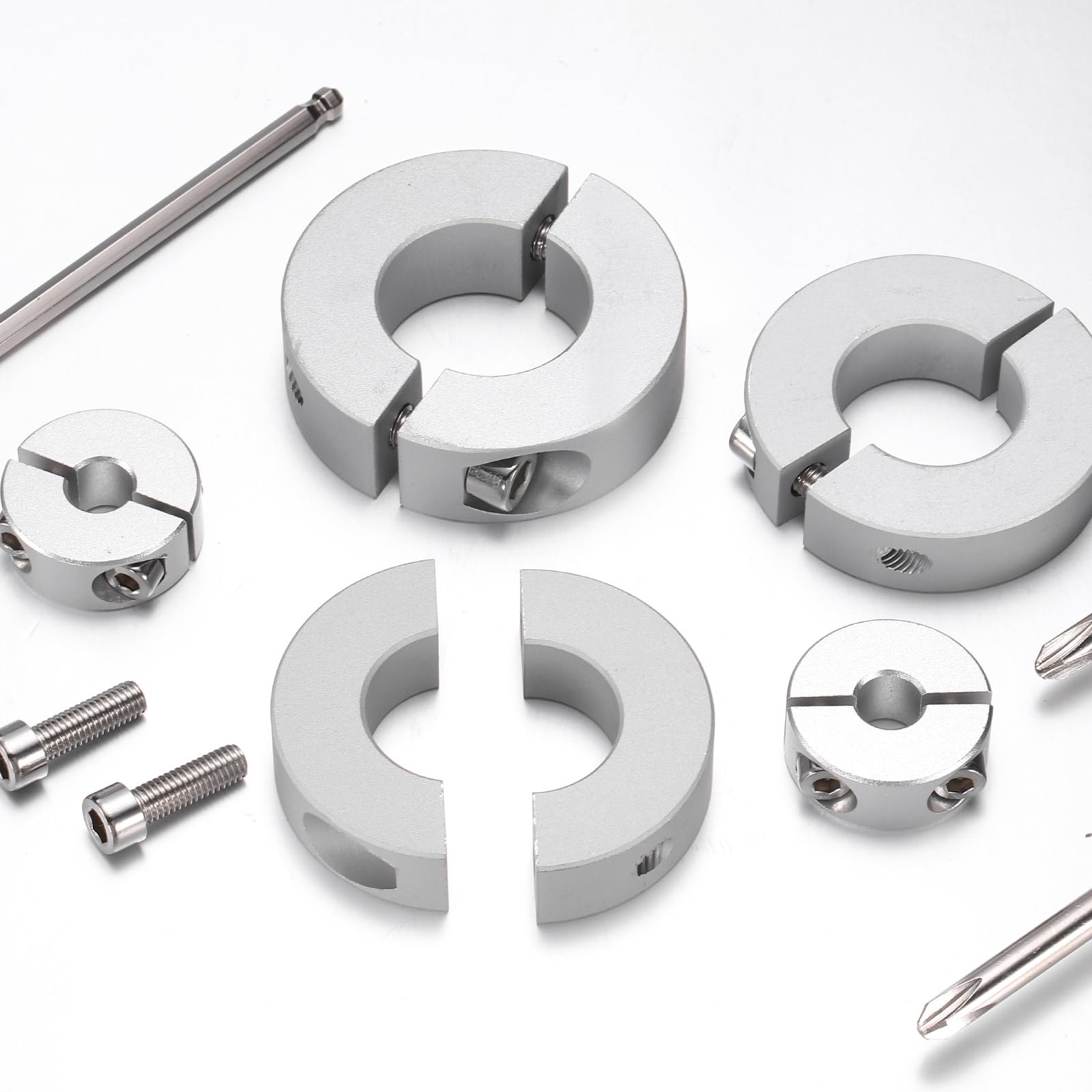 QUARKZMAN 8 Stück Geteilte Klemmringe für Welle, 22mm Bohrung 45mm AD 12mm Breite Stellringe Aluminiumlegierung Gewindestift Wellenkragen