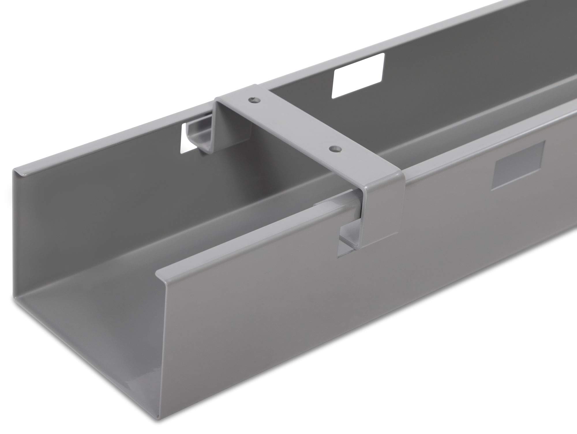 moebel-eins Office ONE abklappbare Kabelwanne, Material Metall, grau