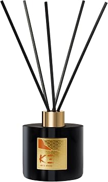Scent Beauty K-3 Amber Woods Reed Diffuser Warm Woody Scent with Spiced Notes Cedarwood & Amber Wood for Cozy Ambiance Continuous Room Fragrance 200 ml