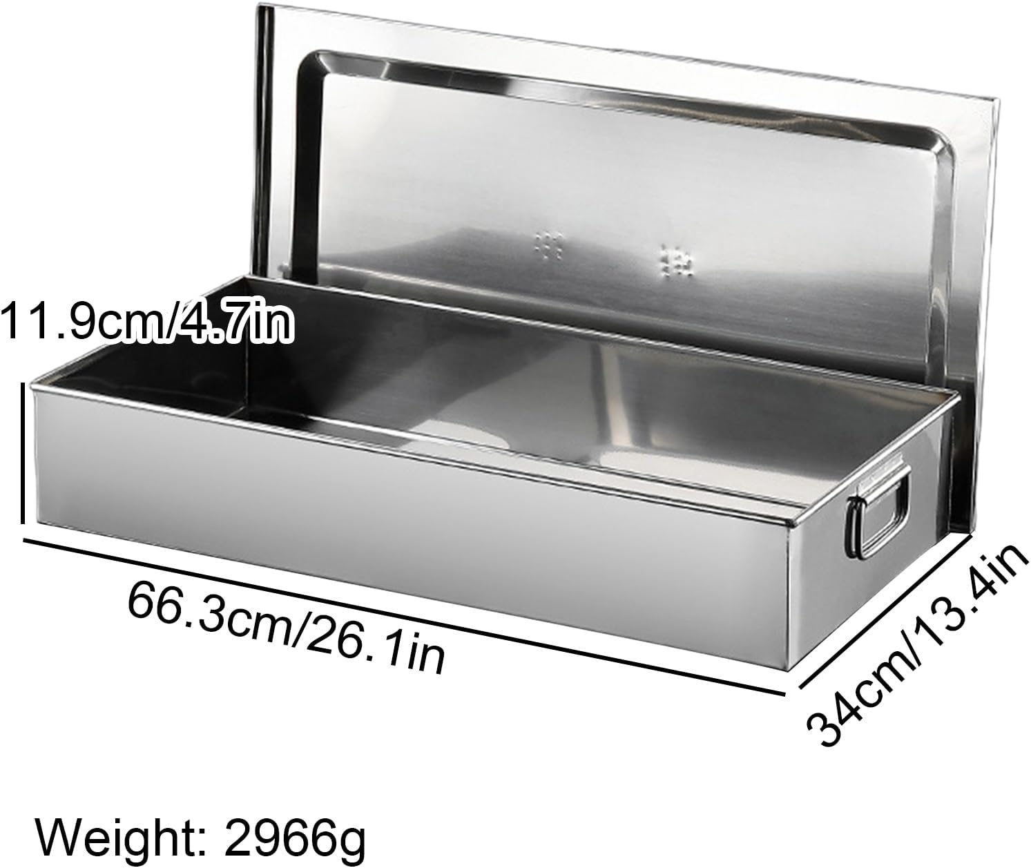 Stainless Steel Trays with Dust Cover, Dishwasher Drain Pan with 2 Handles, Oil Drip Tray for Kitchen Baking, Dental Soiled Dressings(66.3 * 34 * 11.9cm/26.1 * 13.4 * 4.7in)