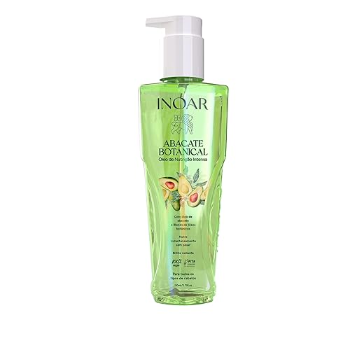 Inoar, Abacate Botanical, Óleo Capilar Nutritivo, Nutrição Intensa e Brilho Natural, Óleo de Abacate e Blend Botânico, Para Todos os Tipos de Cabelo, 110ml