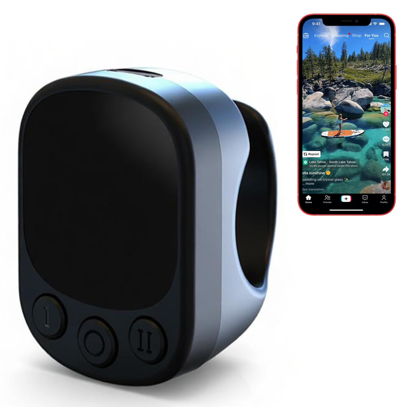 Fingerspitzen Scrolling Ring,2in1 Touchpad Bluetooth5.4 Page Turner & Maus für Tik Tok i-Phone iPad,Tragbare Handheld Bluetooth Maus mit Fernbedienung,Kabellose Finger Scroller Fernauslöser Controller