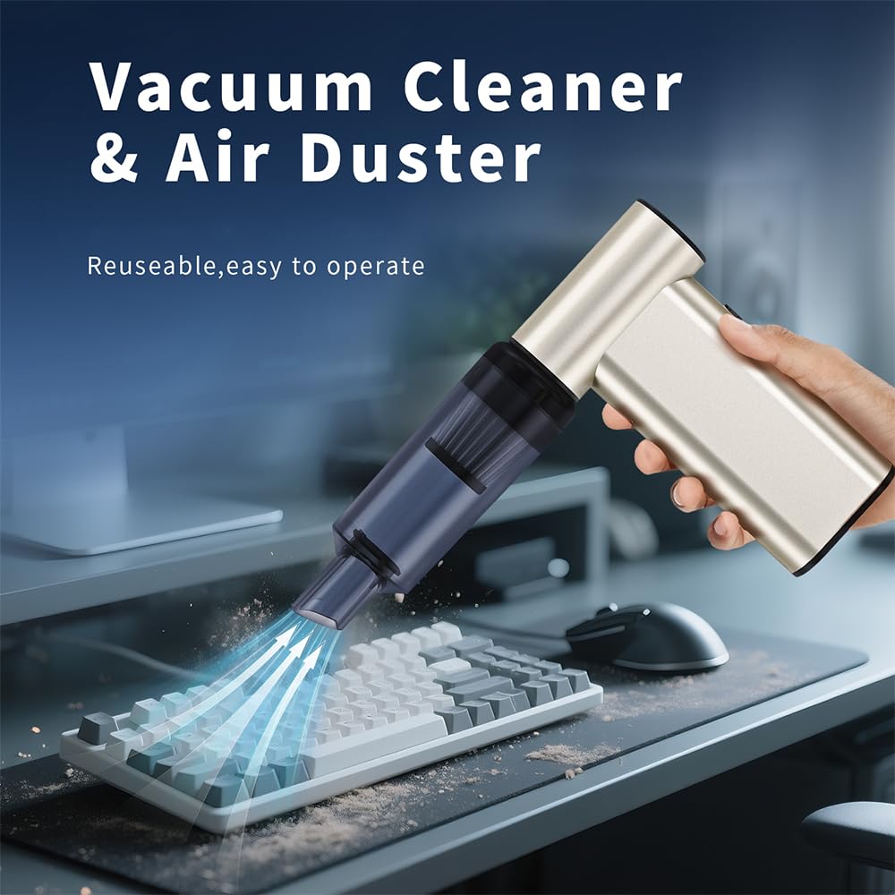 Plumero de aire comprimido, 4 engranajes ajustables, 180000 rpm, ventilador turbo, soplador de polvo inalámbrico recargable con batería recargable, soplador de aire portátil para limpieza de hogares y