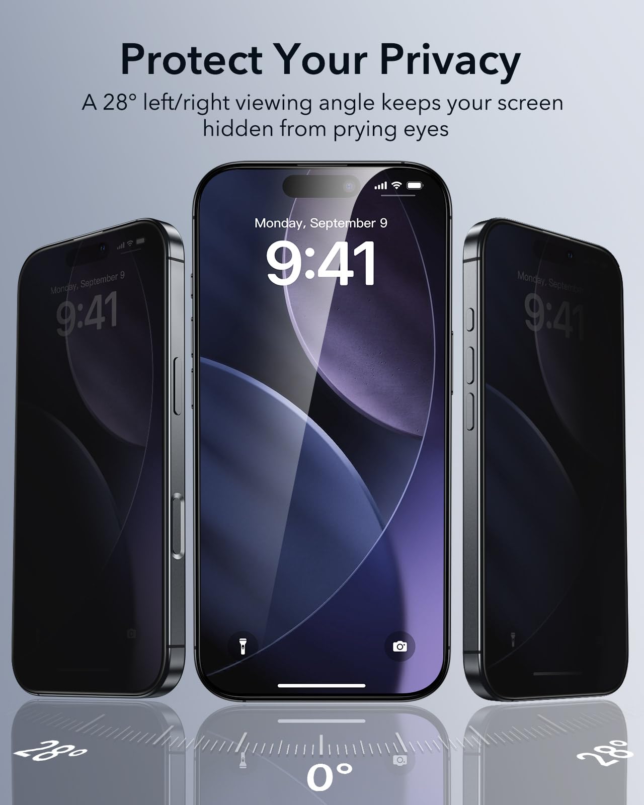 ESR Privacy Pellicola Vetro per iPhone 17/16 Pro, Qualità militare, Infrangibili, Con durezza 9H e protezione della privacy, Complete di supporto UltraFit, 3 Pezzi