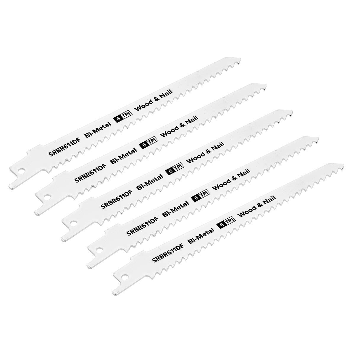 Sealey SRBR611DF 150mm 6tpi Reciprocating Saw Blade Wood & Nail - Pack of 5