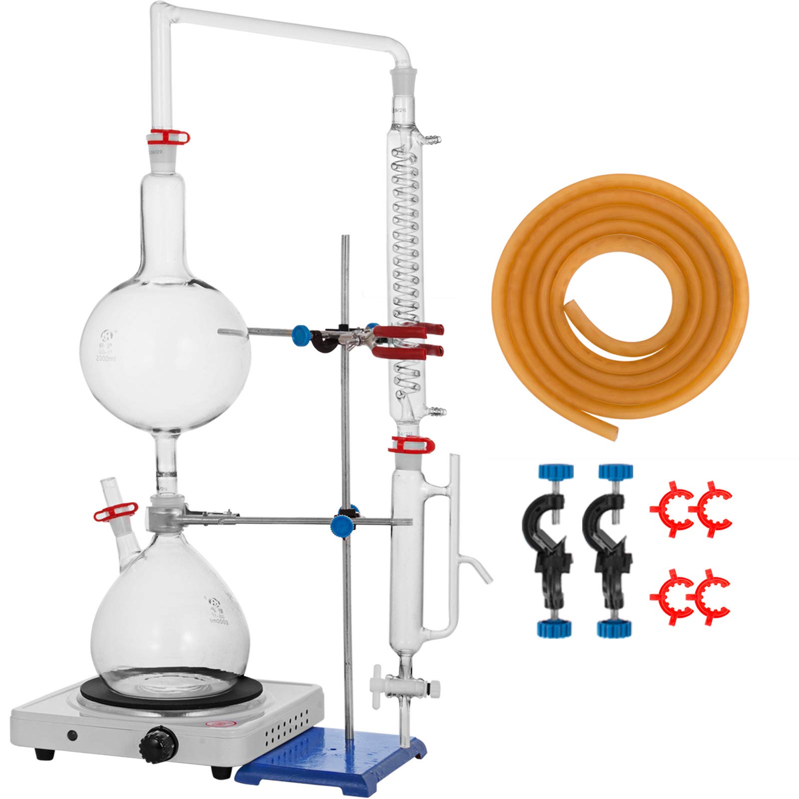 VEVOR 2L Essential Oil Distillation Apparatus Lab Glassware