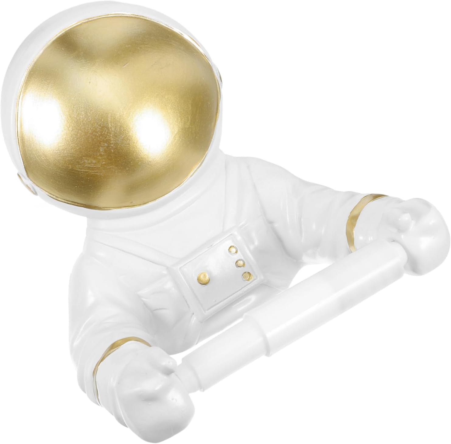 Uonlytech Decorative Astronaut Toilet Paper Holder Shelf Premium Space Themed Bathroom Storage Stand Lightweight Durable Tissue Storage for Home Hotel Restaurant Use Golden Finish