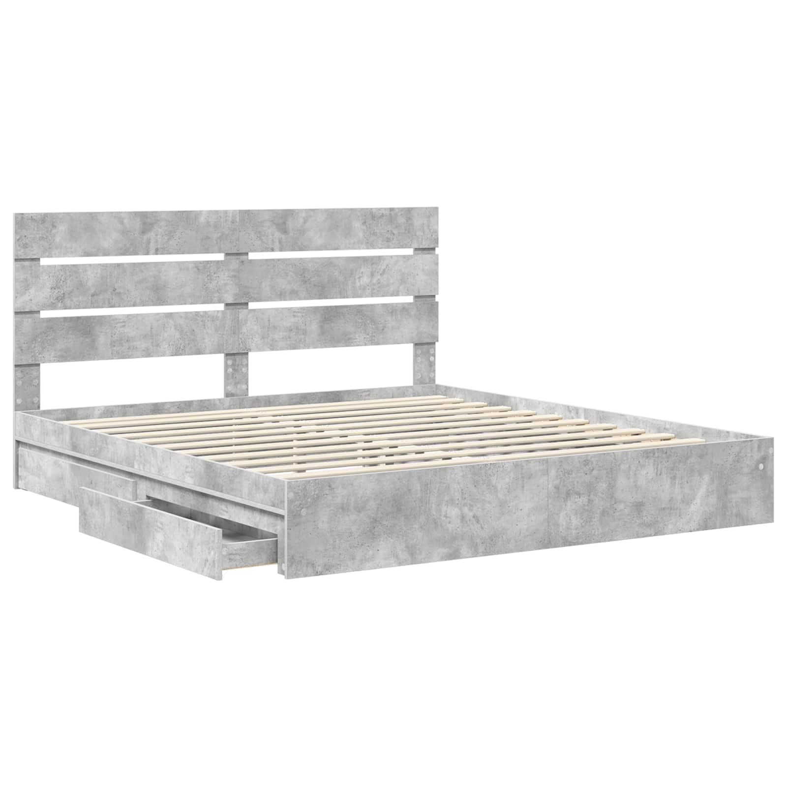 Letto Con Contenitore Con Testiera Grigio Cemento 200x200 cm