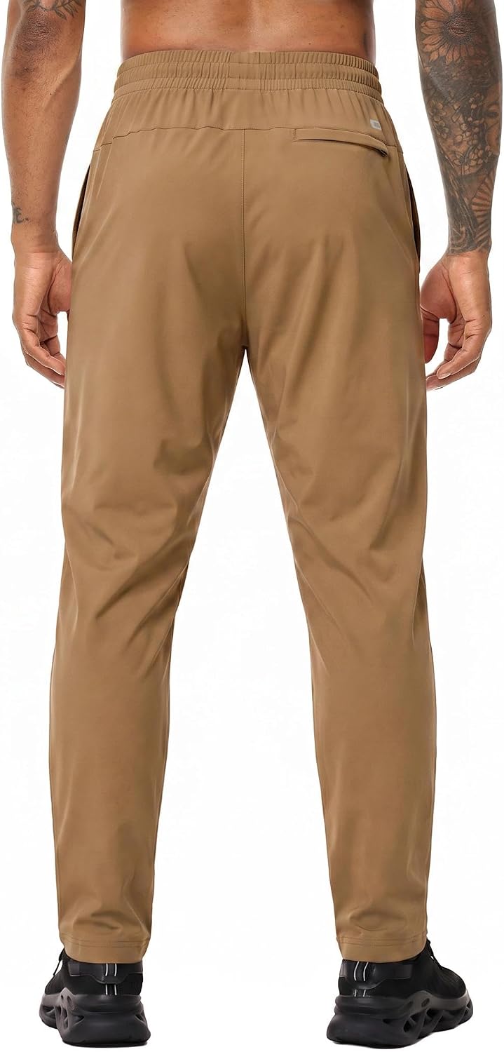 MIER Mens Athletic Sweatpants Open Bottom Workout Pants, 3 Zipper Pockets
