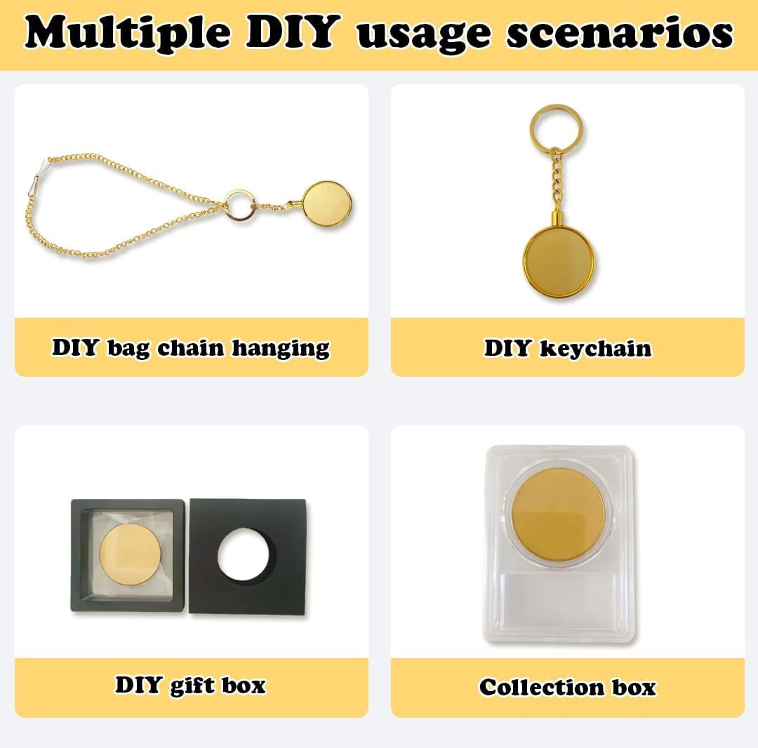 40PCS Brass Coin Blanks for Engraving, 1.57" Custom Challenge Coins, Blank Coins for DIY Laser Engraving, Custom Coin Blanks with Keychains and Display Box