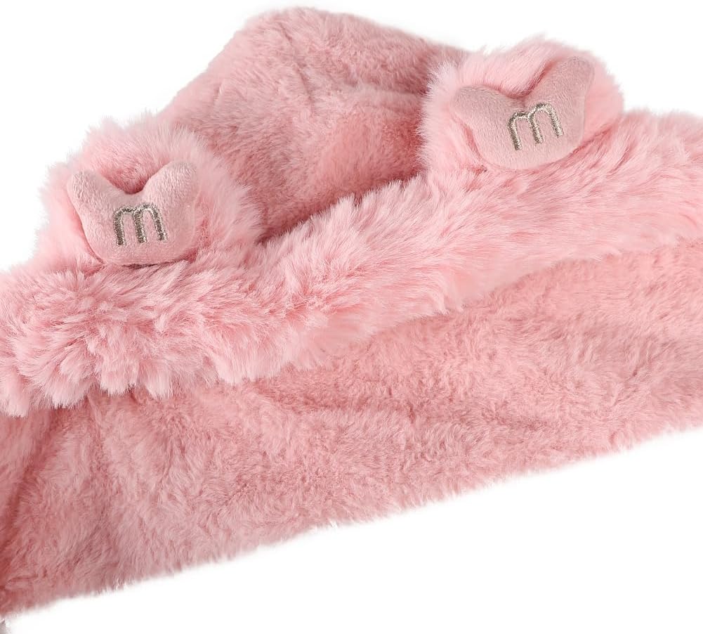 Girls Winter Hat Gloves Scarf 3 In 1 Set Boys Warm Plush Bear Ear Hats Mittens Pocket Long Scarf Shawl Wraps for Kids Age 2-7 - Image 4