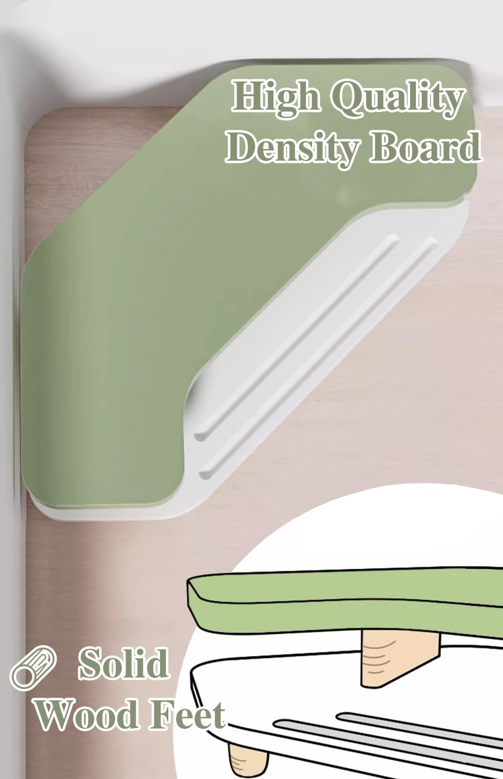 Stojak na Monitor 2-poziomowy Narożny Stojak na Komputer do Monitora Stacjonarnego, Szuflada Organizer na Biurko Półki do Płaskiego Ekranu Lcd Led Tv, Trójkątny Stojak na Biurko(Green)