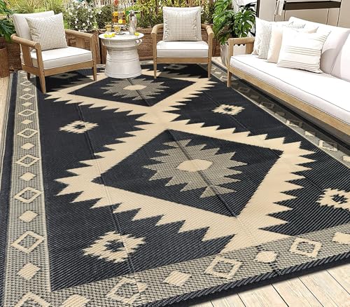 HEBE Outdoor Rug 8'x10' Waterproof for Patios Clearance, Reversible Plastic