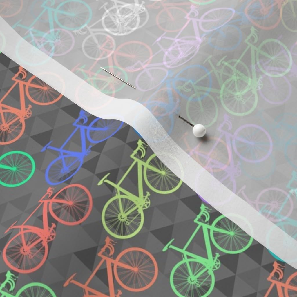 Spoonflower Fabric - Bicycle Bike Cycling Bright Printed on Chiffon Fabric by The Yard - Sewing Fashion Apparel Dresses Home Decor