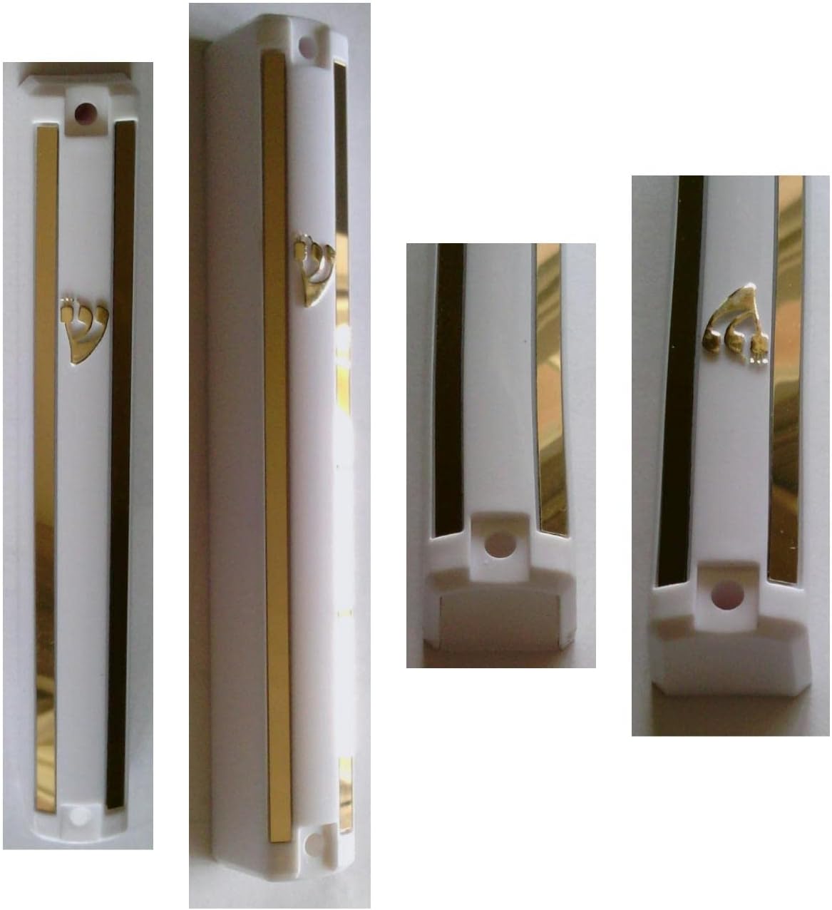 MEZUZAH CASE Holder (shidell) בית מזוזה Plastic with Mirror Design Rubber Cork Waterproof Rubber Cork lot of 25 pcs (WHITE GOLD, #12 For 12 cm scroll)