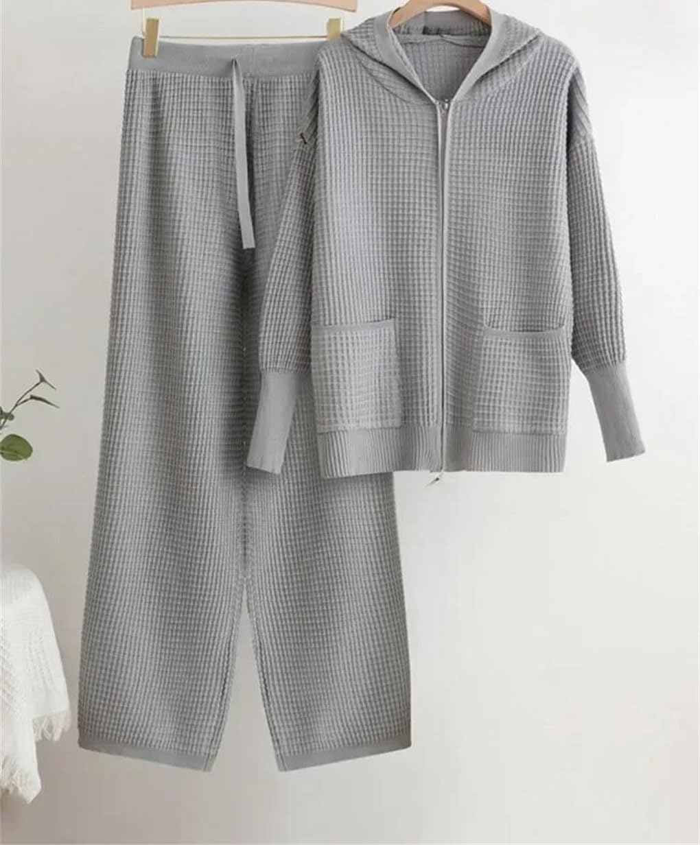 Conjunto deportivo de dos piezas para mujer: cárdigan con capucha y cremallera, a mujer: cárdigan con capucha y cremallera, pantalón deportivo informal de cintura alta y pantalón de chándal.