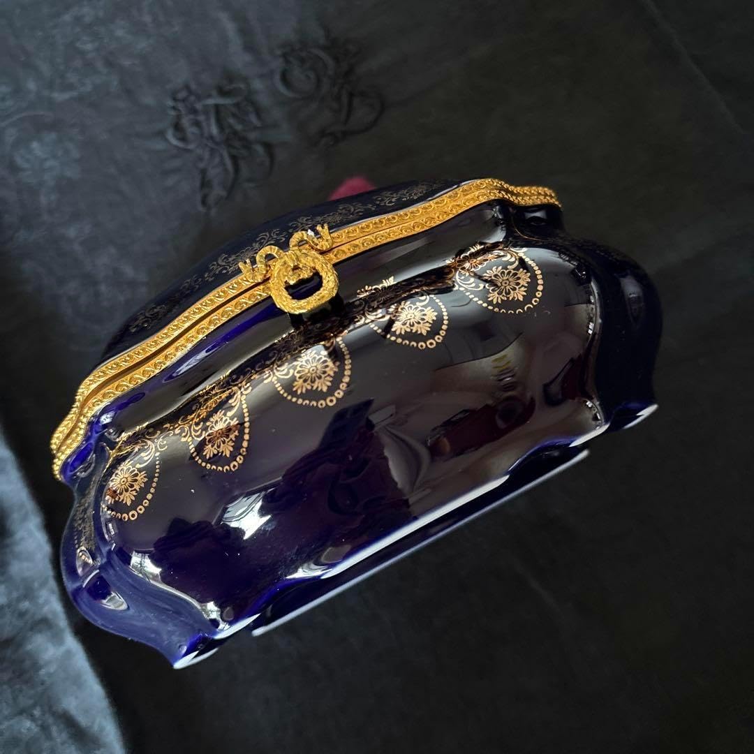 リモージュキャッスル陶器製ボックス コバルトブルー 22kゴールド2026