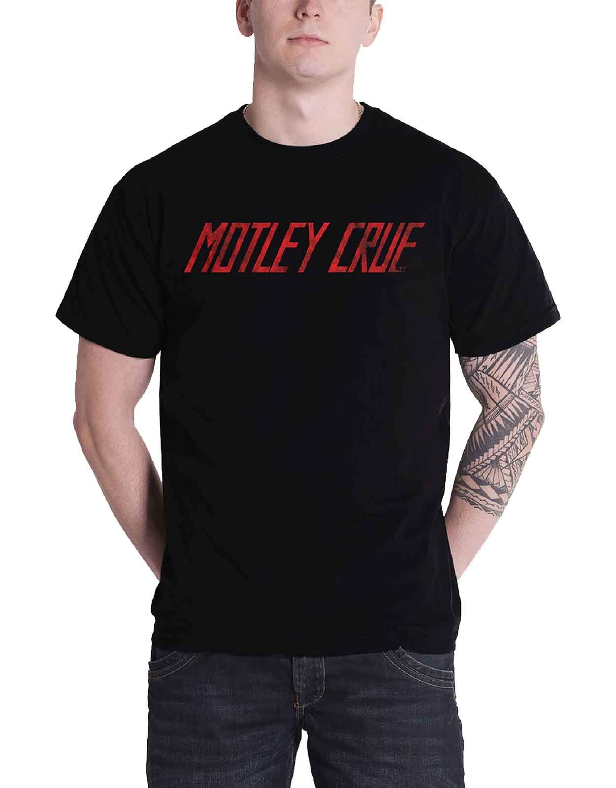 Motley Crue T Shirt Classic Distressed Band Logo Official Mens Black XL