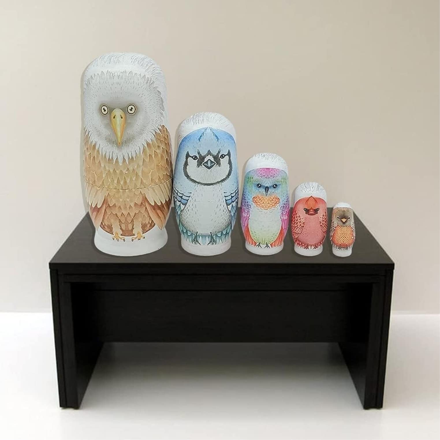 Matrioszka 5 SZTUK Matryoshka Cartoon Sowa Malowanie Drewniane Rosyjski Gniazdowania Lalki Układania Zabawki Zabawki Układania