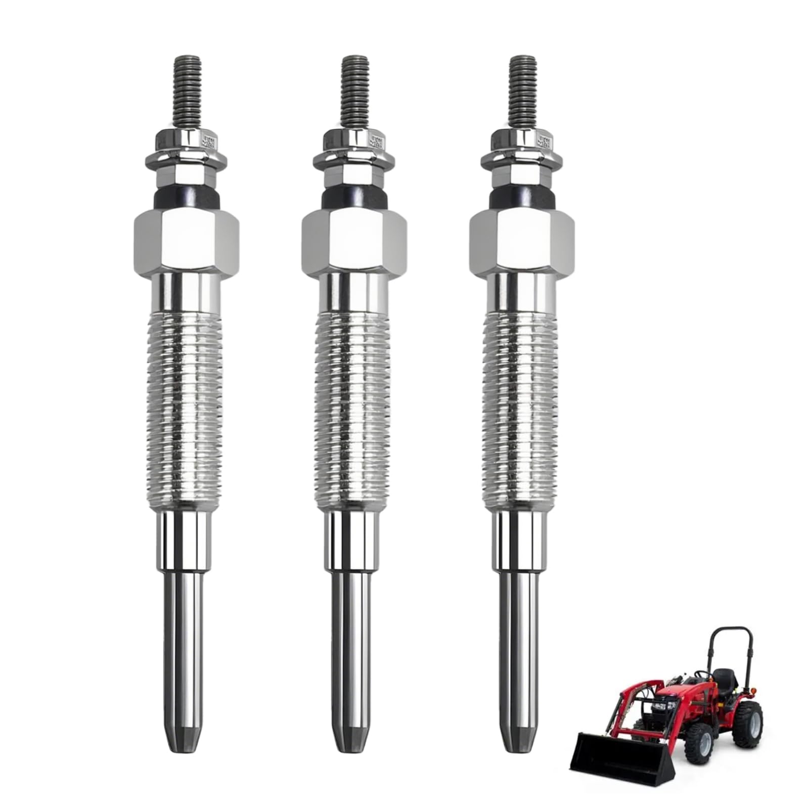 Lot de 3 bougies de préchauffage compatibles avec Mitsubishi S4S S3L S3L2 Moteur Chariot élévateur Compact Tracteur Remplacement # : 32A66-03100 32A66-03101 32A66-03102