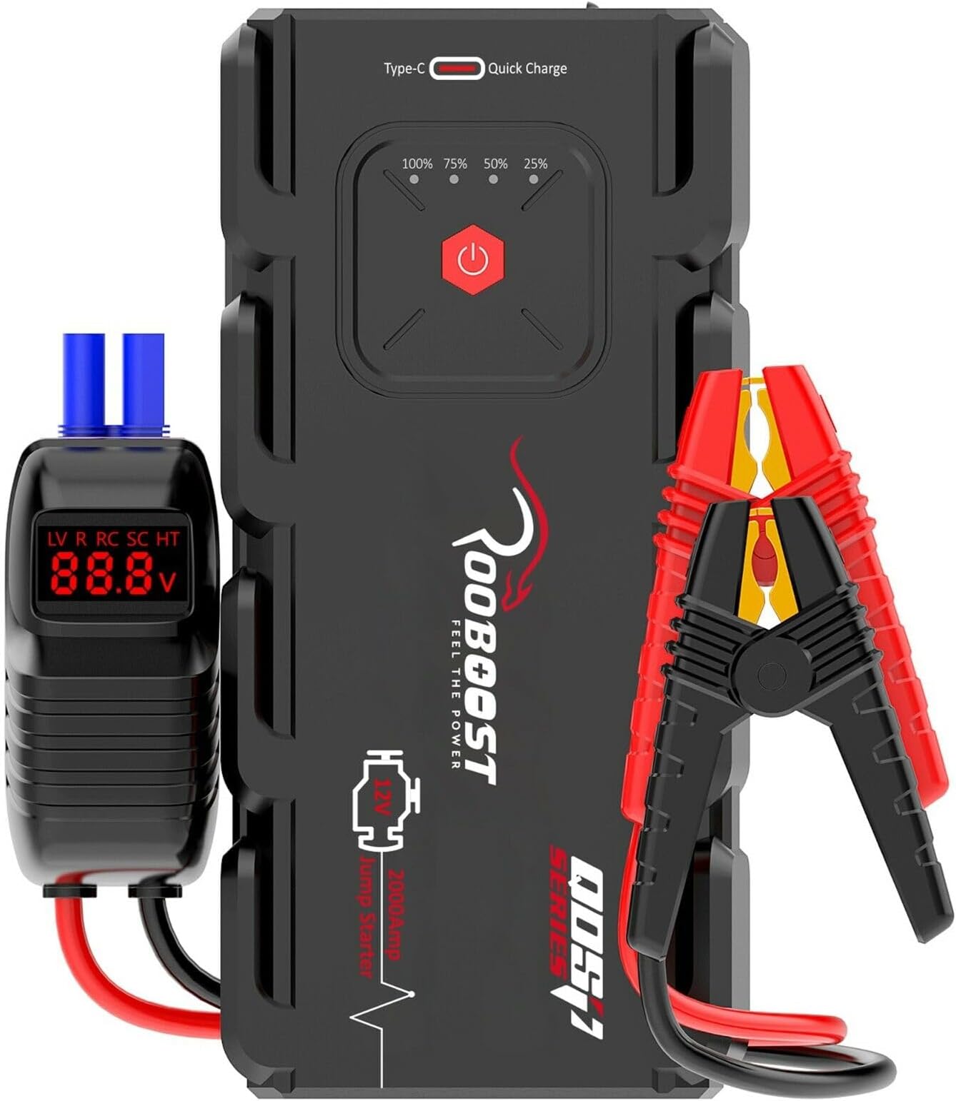 ROOBOOST Jump Starter, 2000A 12V Portable Car Battery Jump Start Petrol