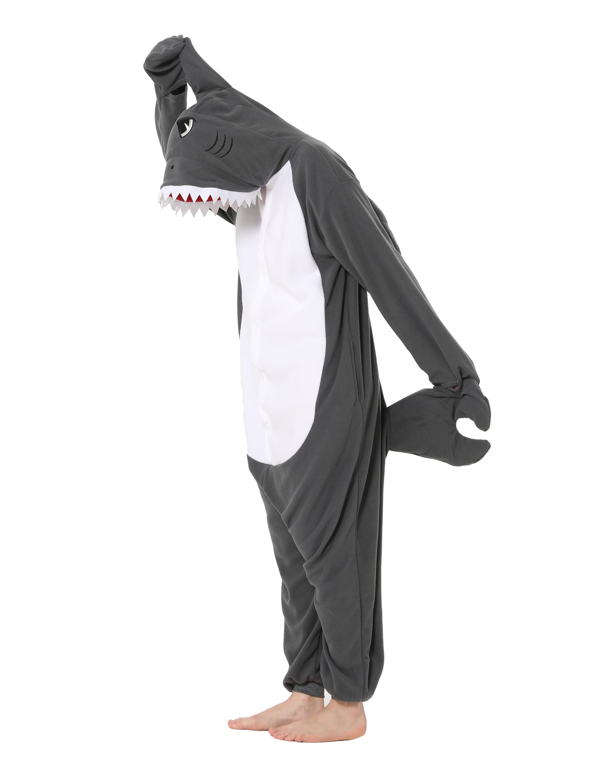Tuta intera da adulto, squalo, costume da animale, pigiama per Halloween, Natale, tuta da donna e uomo, unisex, per carnevale