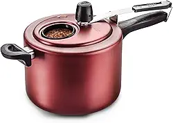 MTA - Panela de Pressão com Visor de Vidro e Fechamento Interno em Alumínio com Antiaderente, Capacidade de 4,5L, nº 20, Cor Cereja, Linha Visor.