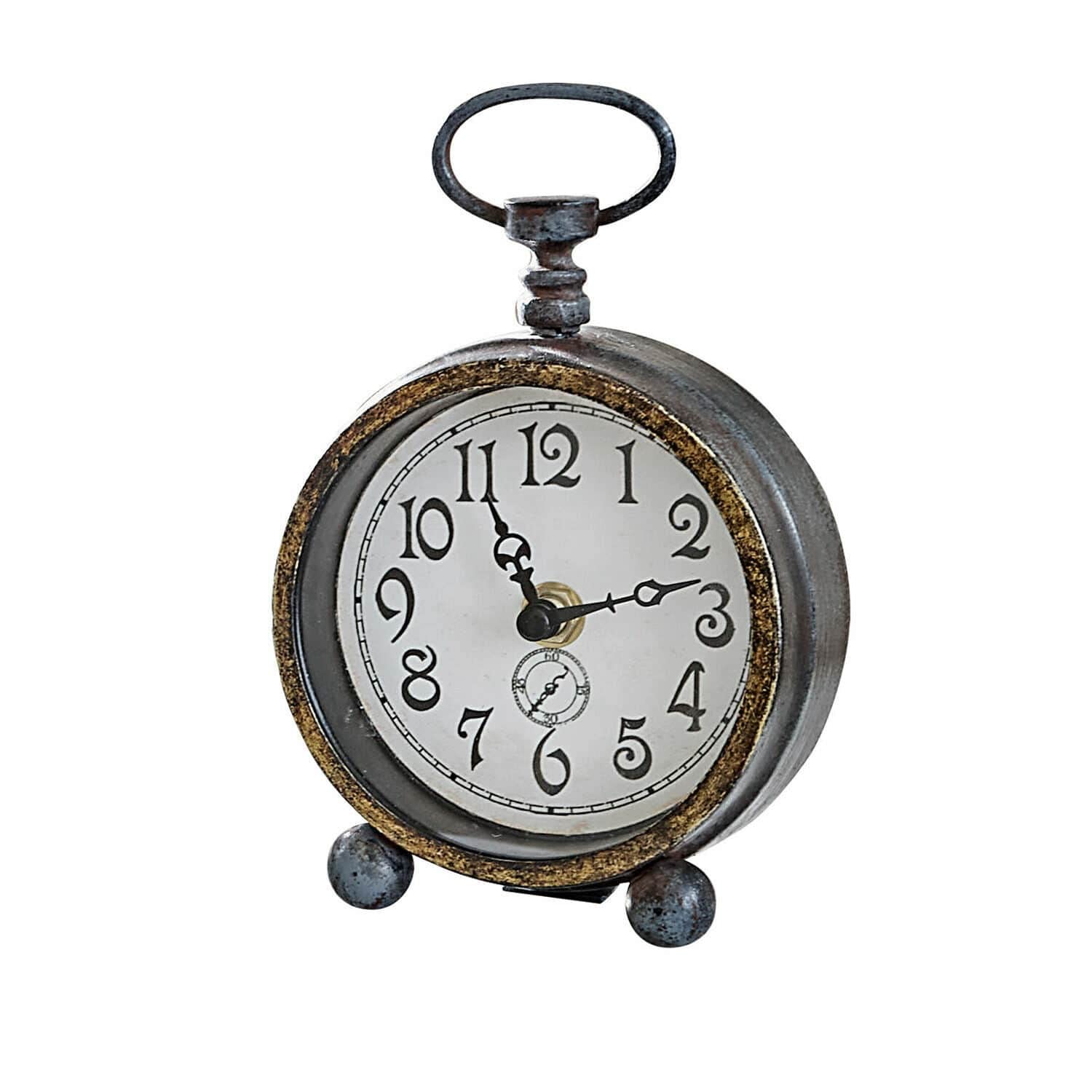 Loberon Borvin Orologio - Nostalgia allo Stato Puro - Ferro con Finitura Anticata, Nero Antico