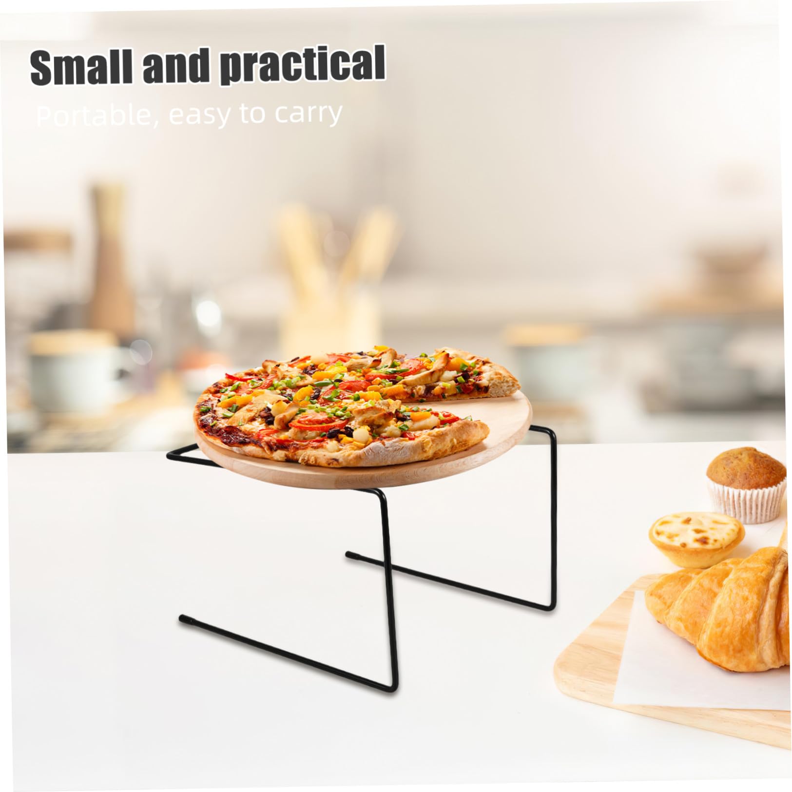 FRCOLOR 4 Pezzi Supporto per Pizza Espositore Versatile Design Impilabile in Ferro Nero Raffinato e Moderno per Ristoranti e Panetterie