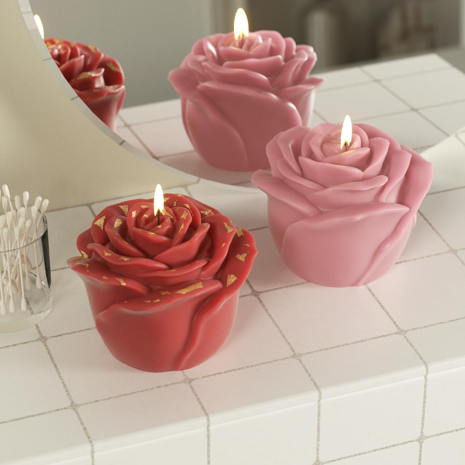 BOOWAN NICOLE Bloom Rose - Stampi in silicone per candele, 3D, per la produzione di candele, decorazioni artigianali (LZ0856)