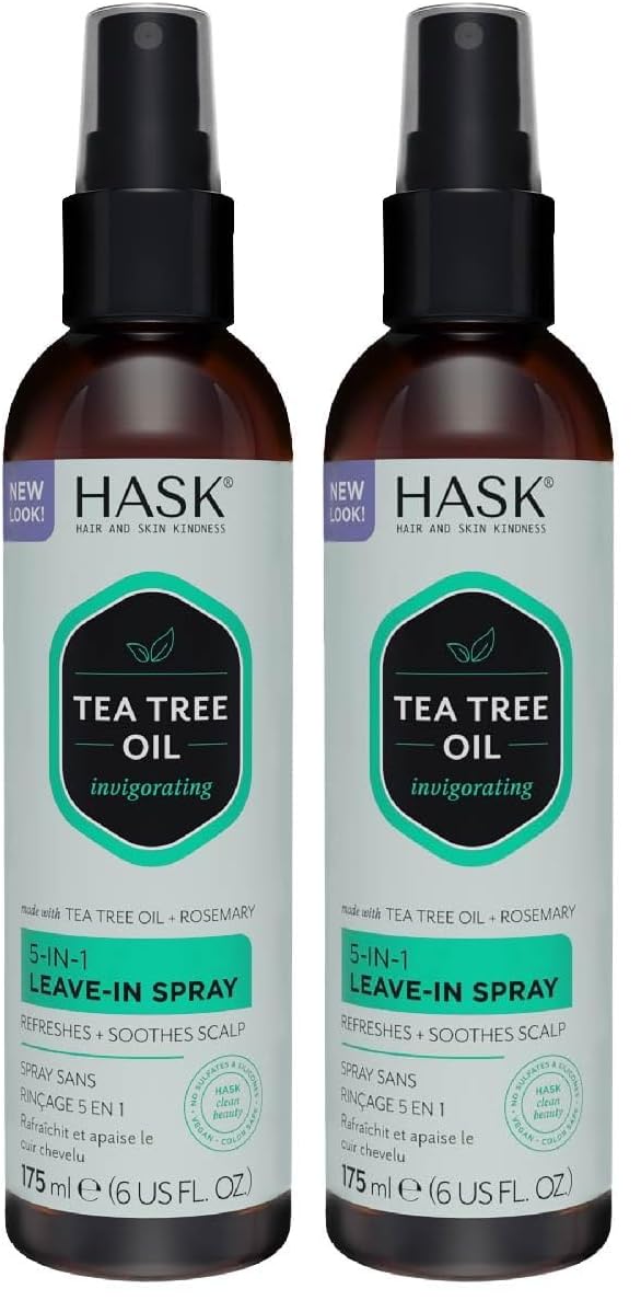 Tea Tree Oil 5-in-1 Leave-In Conditioner, Soothing and Restoring for All Hair Types, colour safe, gluten-free, sulfate-free, paraben-free - 1 175mL Bottle (Pack of 2)