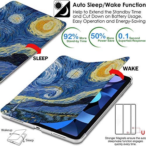 Image of DuraSafe Cases iPad PRO 12.9 4 Gen 2020 [ iPad 12.9 Inch 4th ] A2229 A2069 A2232 A2233 MY2H2HN /A MXAT2HN /A MXAV2HN /A Trifold Printed Hard Smart PC Transparent Back Cover - Starry Night