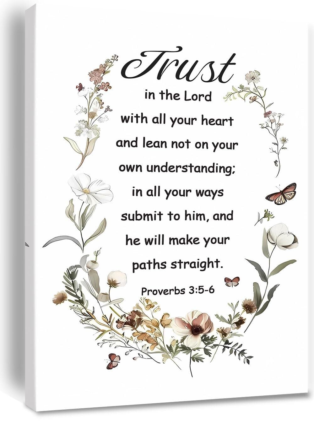 XGINERFEX Trust in the Lord Christian Canvas Art Bible Verse Print Proverbs 3:5-6 for Home Office Church Wall Decor(Framed,16x24inch(40x60cm))