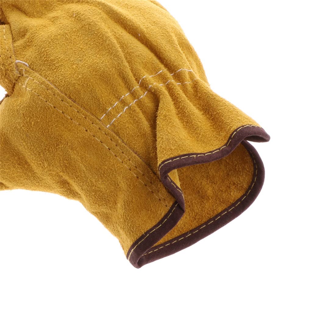 1 Par De Guantes Protección Seguridad Cuero Soldador Trabajo Reparación Resistente Al Desgaste