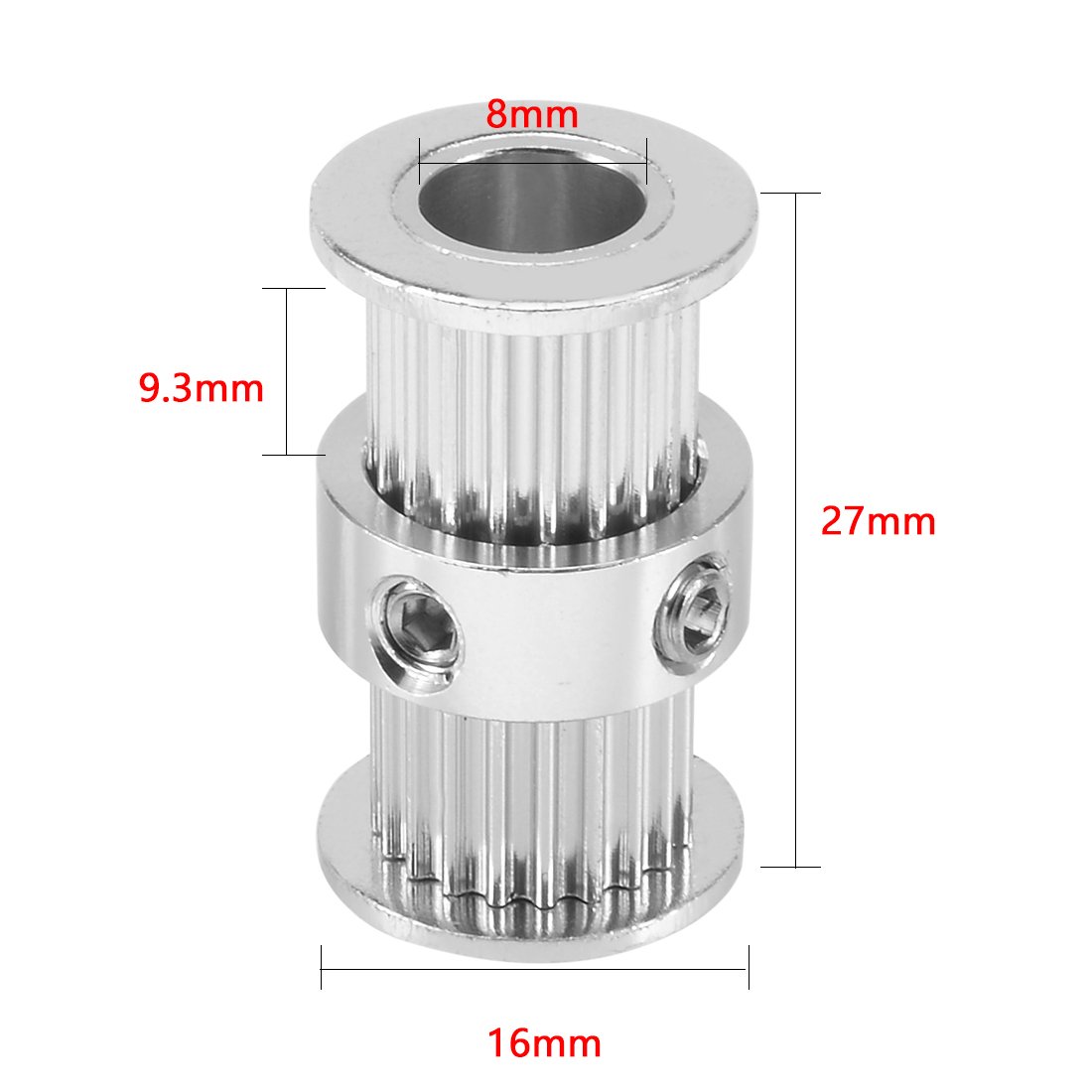 Aexit GT2 20 dentes de alumínio com extremidade dupla 8 mm perfura