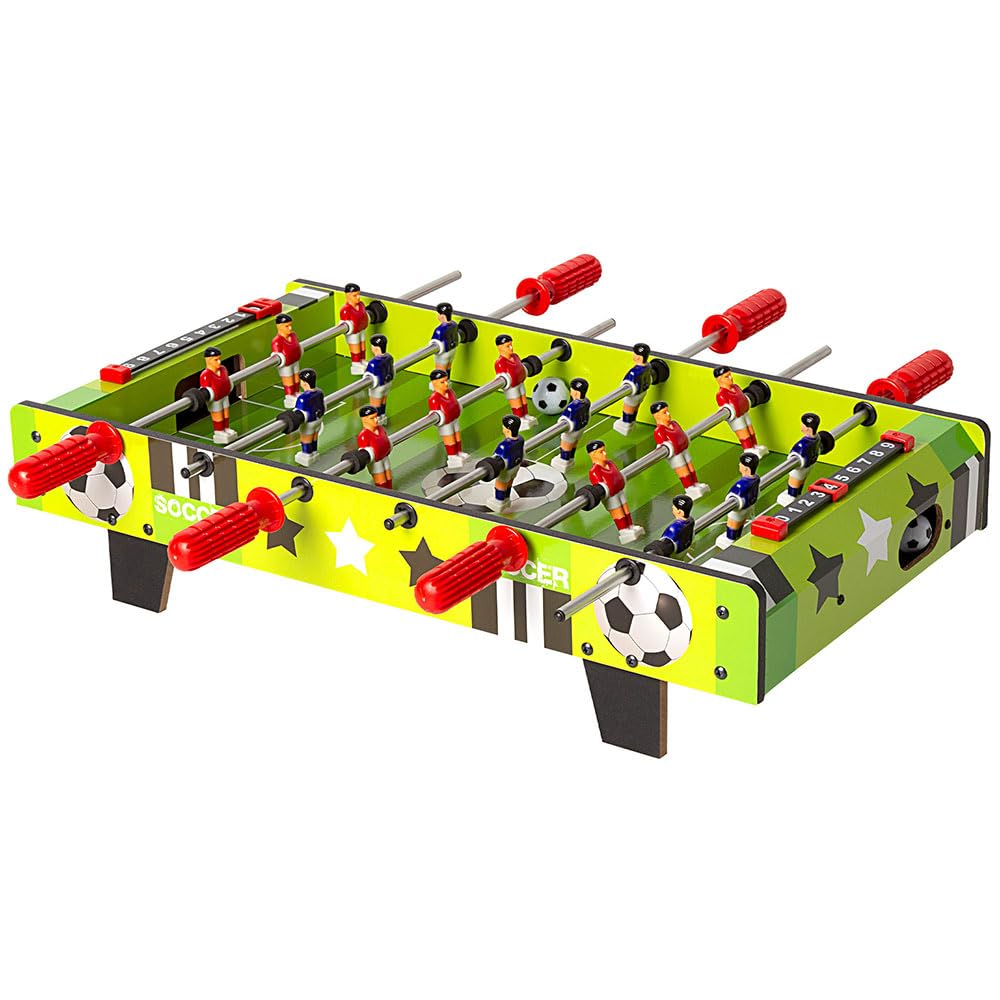 ColorBaby 85435 Mesa de futbolín Infantil, 60x32x14 cm, 2 Jugadores, Marcadores manuales, De Madera Resistente, Juegos de Mesa, Futbolines para niños, 6 años y mas