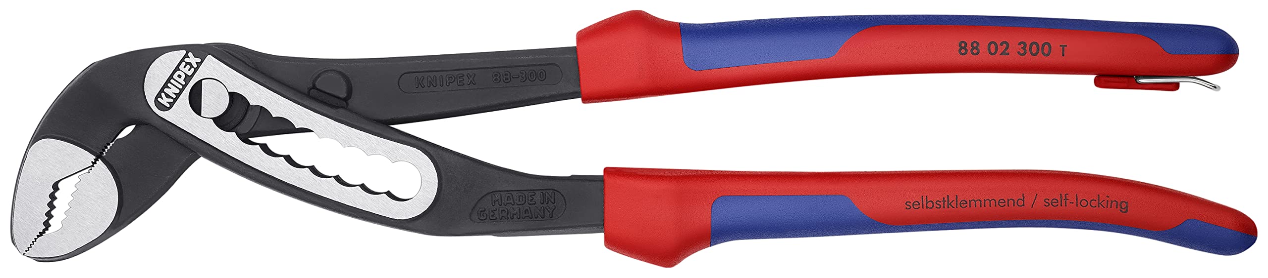 KNIPEX Alligator Tenaza de agarre pico loro con fundas multicomponentes, con anilla de fijación integrada para colocar, 88 02 300 T