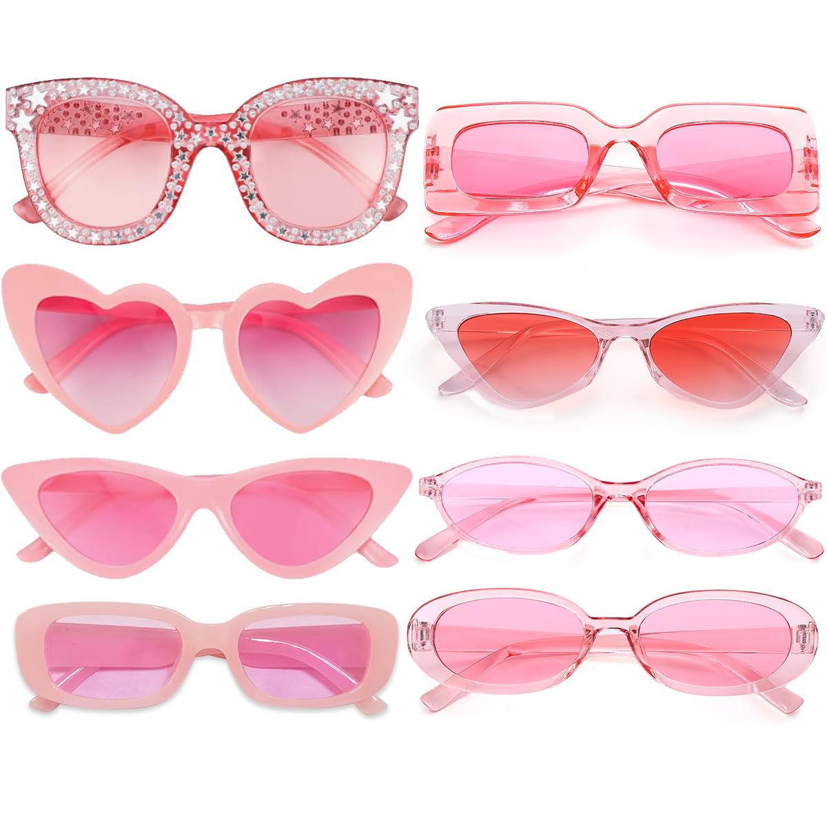 Vintage rechthoekige zonnebril voor dames, jaren 90, retro zonnebrillen, UV400, partybril, set, trendy bril, retro hippie-zonnebril voor carnaval, rekwisieten, verjaardagsfeest voor kinderen en