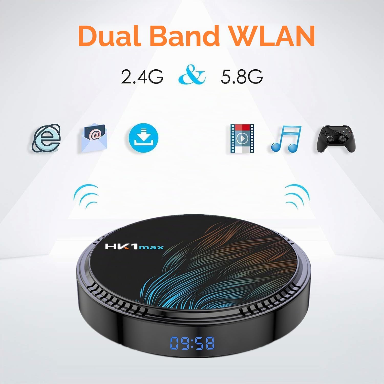 HK1 MAX TV Box Android 10.0 TV Box 2GB RAM 16GB ROM 2.4G/5G Dual WiFi H.265 Decoding HD 4K Set Top Box