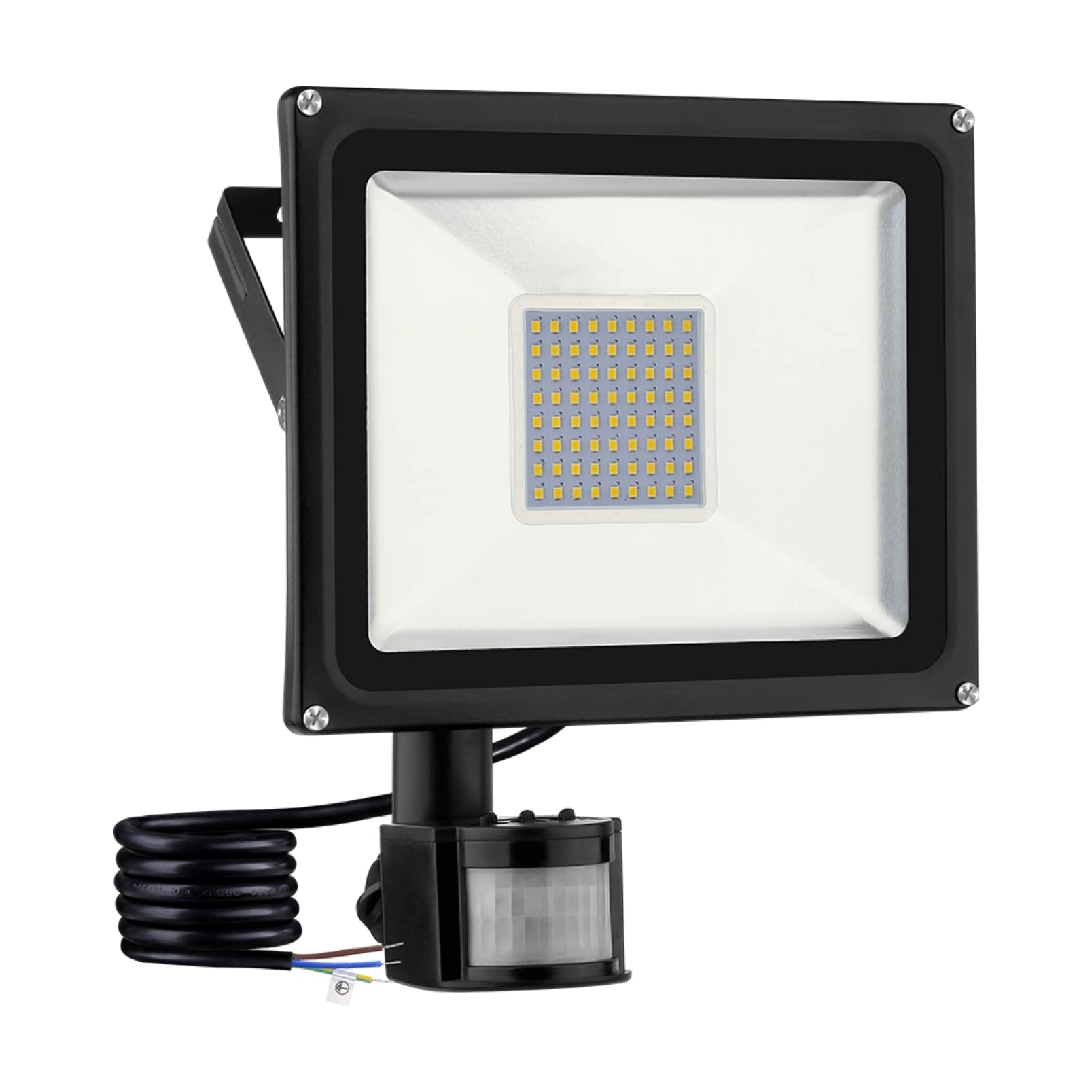 LED Street Light with Motion Sensor 50W, IP65 Waterproof LED Floodlights with PIR, 3200K Warm White Security Lights 4000LM Super Bright Garden Wall Lamp for Backyard Garden Garage Yard
