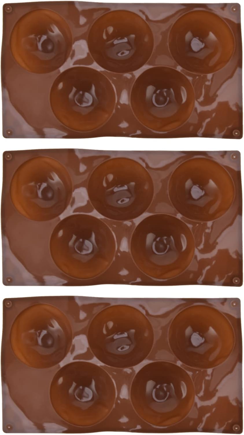 3pcs Baking Mold Round Shape 5 Holes Silicone for Chocolates Cookies Pastries, Approx. 244g 8.6oz, Round Baking Mold, DIY Chocolate Mold, DIY Pudding, Baking